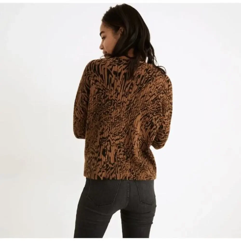 Madewell Tigerized Cameron Ribbed Cardigan Sweater in‎ Coziest Yarn